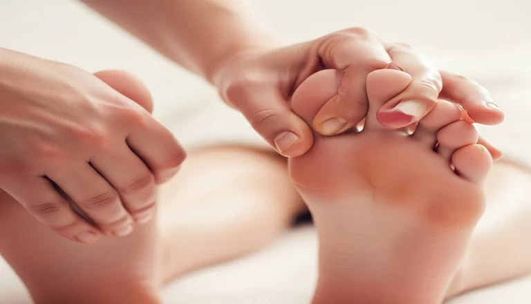 Personne en état de relaxation profonde créant un espace de recentrage intérieur pendant un massage à Uccle