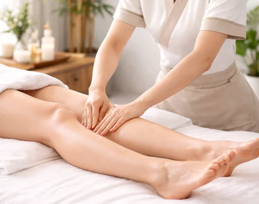 Praticienne effectuant un drainage lymphatique à Uccle