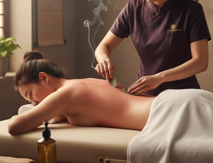 Praticienne effectuant un soin Gua Sha traditionnel à Uccle